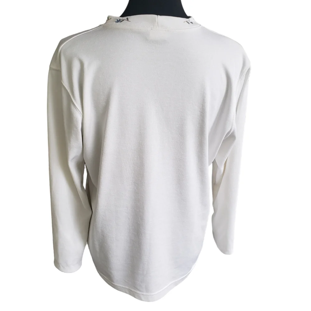 Bonworth Size S White With Blue Flower Embroidered Top - Picture 3 of 8